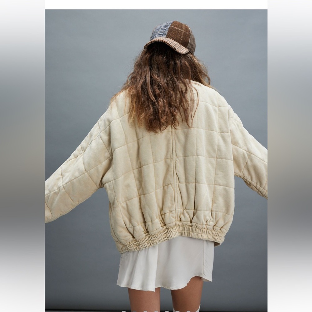 Free People Quilted Dolman Jacket Vanilla Creme